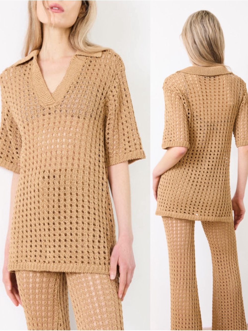 SIMON MILLER Brisas Crochet Polo
Top in Natural size XS beach bikini coverup